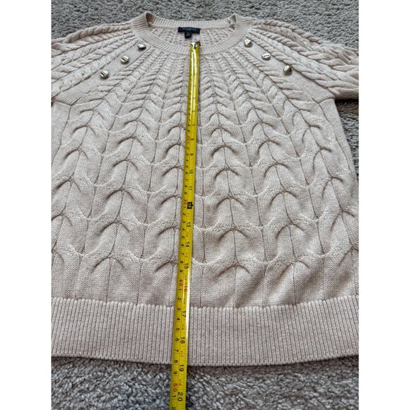 Talbots Petite Beige Cable Knit Sweater With Button Details Size P Soft Cozy - Picture 4 of 8